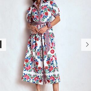 New Boden Alexa Floral Maxi Shirt Dress Ornamental Lattice